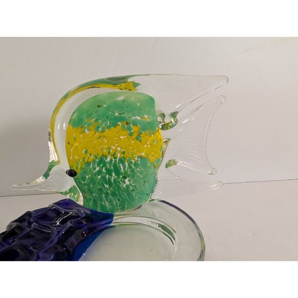 Partylite Glass Angelfish Figurine With Blue & Green Base - Picture 3 of 7